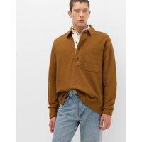 M&S Pure Cotton Heavyweight Long Sleeve Polo Shirt Bronze
