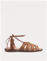 M&S Suede Lace Up Flat Gladiator Sandals Tan