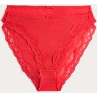 M&S 2 Pack Floral Mesh High Leg Knickers Chilli