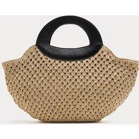 M&S Straw Ring Detail Basket Tote Natural Mix