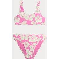 M&S 2 Piece Period Hibiscus Print Bikini (8-16 Yrs) Pink
