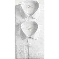 M&S 2 Pack Regular Fit Easy Iron Cotton Blend Shirts White