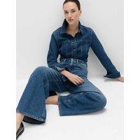 M&S High Waisted Wide Leg Jeans Medium Indigo