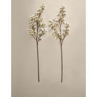 M&S Set of 2 Artificial Cherry Blossom Single Stems White Mix