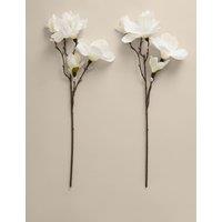 M&S Set of 2 Artificial Magnolia Single Stems White Mix