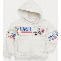 M&S Cotton Rich Marvel Hoodie (2-8 Yrs) Grey Marl