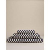 M&S Pure Cotton Geometric Check Towel Charcoal Mix
