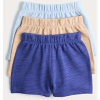 M&S 3 Pack Pure Cotton Shorts (0-5 Yrs) Blue Mix