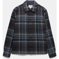 M&S Pure Cotton Checked Overshirt Blue Mix