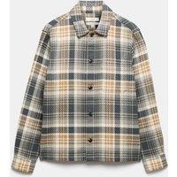 M&S Pure Cotton Checked Overshirt Green Mix