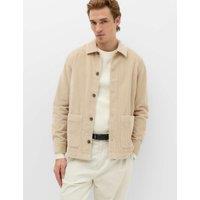 M&S Pure Cotton Corduroy Garment Dye Overshirt Natural