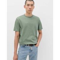 M&S Relaxed Fit Cotton Rich Ultimate Performance Striped T-Shirt Moss Green