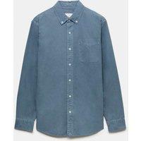 M&S Pure Cotton Garment Dye Oxford Shirt Blue