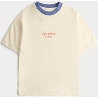 M&S Pure Cotton Snack Ready Slogan T-Shirt (2-8 Yrs) Multi