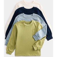 M&S 4 Pack Cotton Rich Tops (2-8 Yrs) Navy Mix