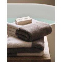 M&S X Kelly Hoppen Turkish Cotton Central Band Towel Grey Mix