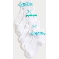 M&S 5 Pack Cotton Rich Socks (6 Small - 7 Large) Green Mix