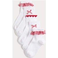M&S 5 Pack Cotton Rich Socks (6 Small - 7 Large) Red Mix