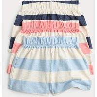 M&S 3 Pack Pure Cotton Striped Shorts (0-5 Yrs) Blue Mix