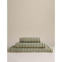 M&S Pure Cotton Geometric Circle Towel Fern