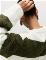 Alpaca Blend Striped Textured Relaxed Jumper