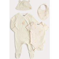 M&S 4 Piece Pure Cotton Winnie the Pooh Set (0-12 Mths) Cream Mix