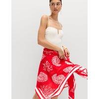 M&S Pure Cotton Printed Sarong Lacquer Red