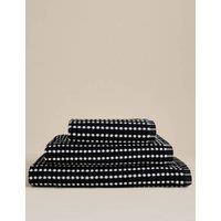 M&S Pure Cotton Spotty Striped Towel Black