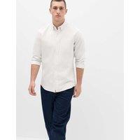 M&S Regular Fit Pure Cotton Striped Shirt Neutral