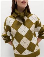 Argyle Crew Neck Slim Fit Jumper with Wool