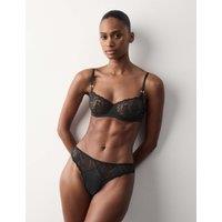 Autograph Silk & Lace High Leg Knickers Black