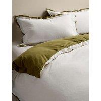 M&S Pure Cotton Crepe Contrast Bedding Set Green Mix