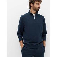M&S Cotton Rich Loopback Half Zip Sweatshirt Navy
