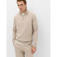 M&S Cotton Rich Loopback Half Zip Sweatshirt Taupe