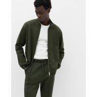 M&S Ultimate Cotton Rich Full Zip Sweatshirt Dark Khaki
