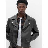 M&S Faux Leather Biker Jacket Black