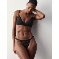 Autograph Lace with Silk Tanga Thong Black