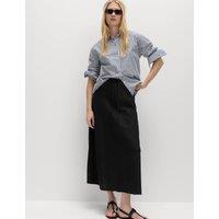 M&S Linen Rich Maxi A-Line Skirt Black