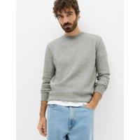 M&S Cotton Rich Brushback Sweatshirt Grey Marl