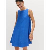 M&S Linen Rich Scoop Neck Mini Swing Dress Cobalt