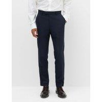 M&S Tailored Fit Textured Suit Trousers Navy