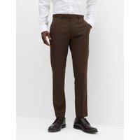 M&S Tailored Fit Textured Suit Trousers Chocolate