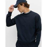 M&S Ultimate Cotton Rich Crew Neck Sweatshirt Navy