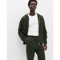 M&S Ultimate Cotton Rich Zip Up Hoodie Dark Khaki