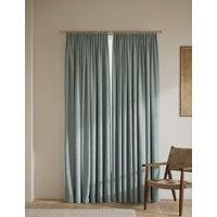 M&S Velvet Pencil Pleat Curtains Seafoam