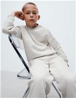 M&S Cotton Rich Sweatshirt (6-16 Yrs) Light Khaki
