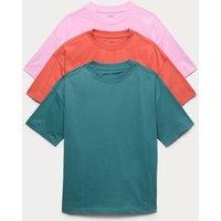 M&S 3 Pack Pure Cotton T-Shirts (6-16 Yrs) Multi
