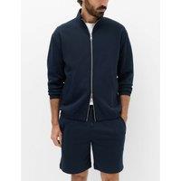 M&S Cotton Rich Brushback Mid Length Shorts Navy