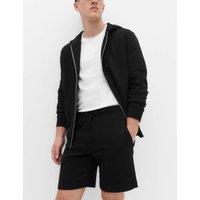 M&S Cotton Rich Brushback Mid Length Shorts Black