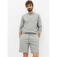 M&S Cotton Rich Brushback Mid Length Shorts Grey Marl